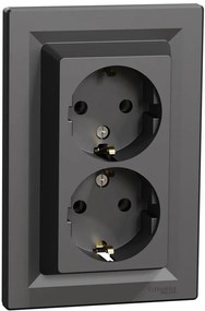 SE Контакт ШУКО ДВОЕН 16A моноблок цвят Антрацит Asfora  - EPH9900171