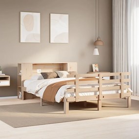 3322702 vidaXL Легло с етажерка за книги, без матрак, 120x190 см, бор масив