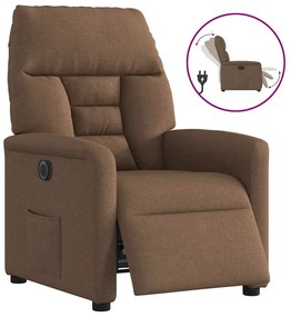 3303016 vidaXL Електрически наклоняем стол, кафяв, текстил