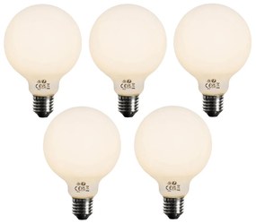 Комплект от 5 E27 димируеми LED опалови крушки G95 5W 450LM 2700K