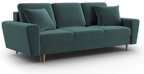 Кадифен разтегателен диван с място за съхранение в петролен цвят 235 cm Kyoto – Cosmopolitan Design