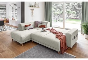 Бежов разтегателен/с място за съхранение ъглов диван (ляв ъгъл/L форма) Classy Sophie – Miuform