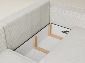 Кремав сгъваем/с място за съхранение ъглов диван от рипсено кадифе (ляв ъгъл/L форма) Tonga – Maison de Rêve