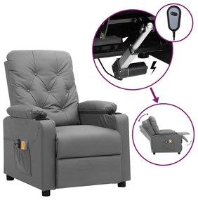3098874 vidaXL Електрически масажен стол, сив, изкуствена кожа