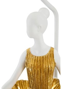 Бяло-златиста настолна лампа с текстилен абажур (височина 90,5 cm) Dancer – Mauro Ferretti