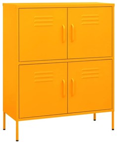 336137 vidaXL Шкаф за съхранение, горчица, 80х35х101,5 см, стомана