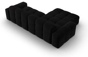 Ъглов диван от черно кадифе (ляв ъгъл) Kendal - Micadoni Home