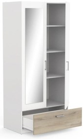 Гардероб Coben Двукрилен-дъб - бял