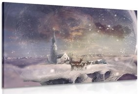 Картина на платно – Елен в заснежено селце
