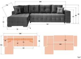 Разтегателен ъглов диван Никсън