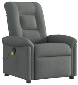 4015627 vidaXL Масажен фотьойл с регулируема облегалка, тъмносив, плат