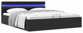 285544 vidaXL Легло с повдигащ механизъм и LED черно еко кожа 160x200 cм