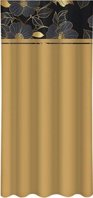 Класическа карамелено-кафява завеса с принт на златни цветя Ширина: 160 см | Дължина: 250 см
