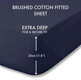 Тъмносин еластичен фланелен чаршаф 150x200 cm Brushed – Catherine Lansfield