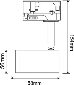 Спот за двупроводна шина TS68GU3CB, черен мат, 1хGU10