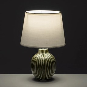 Тъмнозелена керамична настолна лампа с текстилен абажур (височина 28 cm) - Casa Selección