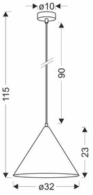 Кафява висяща лампа с метален абажур ø 32 cm Dunca - Candellux Lighting