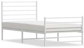 352376 vidaXL Метална рамка за легло с горна и долна табла, бяла, 75x190 см