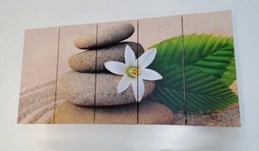 картини от 5 части – Бял цвят и камъни в пясък