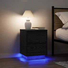 861286 vidaXL Нощни шкафчета с LED осветление 2 бр., черни 38x34x50 cm