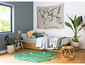 Тъмнозелен ръчно изработен памучен детски килим подходящ за пране 120x180 cm Monstera Leaf – Lorena Canals