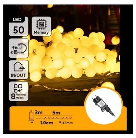Aigostar - LED външен декоративен гирлянд 50xLED/3,6W/230V/8 режима 5m IP44 топло бяло
