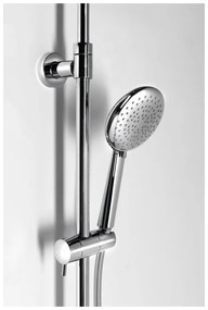 Месингов душ комплект в лъскаво сребристо с термостатен смесител с душ глава и ръчен душ 131 cm Solaris – Sapho