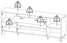 Скрин от дъбов декор в бял и естествен цвят 196x73x39 cm Ikast – Tvilum