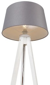 Модерен трипод бял с абажур от лен тъмно сив 45 см - Tripod Classic