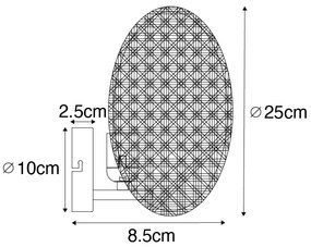 Ръстична стенна лампа черна с ратан 25 см - Kata