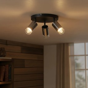 Таванен прожектор Gunmetal кръгъл 3 светлини въртящ се и регулируем - Drain