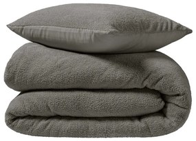 Антрацитно двойно удължено спално бельо от микроплюш 240x220 cm Helena – douceur d'intérieur
