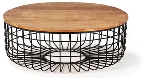 Кръгла масичка за кафе с акациев плот в естествен цвят ø 102 cm Suvan – MOME