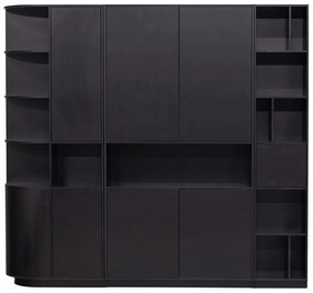 Черна модулна библиотека от масивен бор 228x210 cm Finca – WOOOD