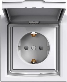 SE Контакт ШУКО 16A с капак IP44 и детска защита моноблок цвят Бял Asfora  - EPH3100321