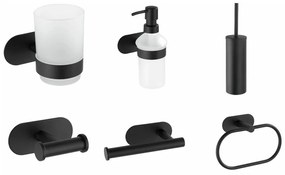 Матово черен самозалепващ комплект аксесоари за баня от неръждаема стомана Orea – Wenko