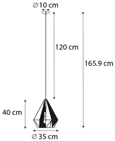 Индустриално висящо осветително тяло златно с мрежа - Carcass