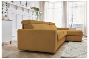 Разтегателен ъглов диван от рипсено кадифе в цвят горчица (променлив) Monaco – Bobochic Paris