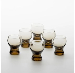 К-кт 6x чаша за ликьор прозрачен кафяв