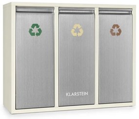 Klarstein Ordnungshüter 3, 45 л, кремаво-бежова, сортирана кутия за отпадъци, 3 x 15 л