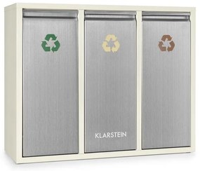 Klarstein Ordnungshütter 3, 45 л, кремаво-бежова, сортирана кутия за отпадъци, 3 x 15 л