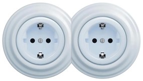 Kliklap - Двойна ретро розетка за дома с рамка SCHUKO 230V синя