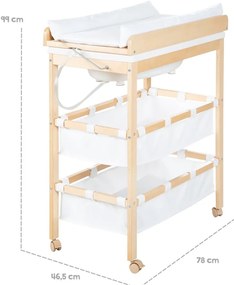 Маса за повиване от декор от бреза в бял и естествен цвят Baby Pool – Roba