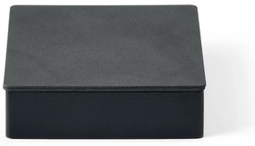 Дървена декоративна кутия за съхранение от еко кожа с капак в черен и антрацитен цвят 11x11x3,5 cm Square Nupo – LIND DNA