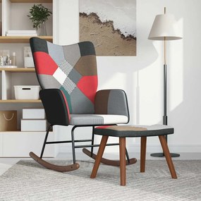 328204 vidaXL Люлеещ стол с табуретка, пачуърк, плат