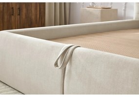 Бежово тапицирано двойно легло с място за съхранение с решетка 160x200 cm Clothilde - Bobochic Paris