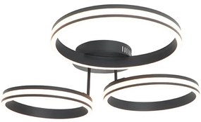 Таванна лампа черна с LED 3-степенна димируема 3-светлина - Navara