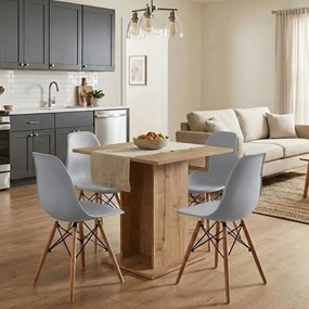 Комплект за трапезария 5 части Allos - Nova в цвят сапфирен дъб - сив 75x75x77см.