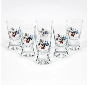 К-кт 6бр. чаши за шотове прозрачни с мотив на букет