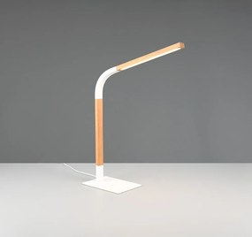 LED настолна лампа с възможност за димиране в бял и естествен цвят с дървен абажур (височина 73,5 см) Norris - Trio